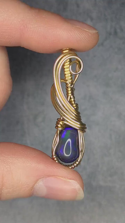 Opal Pendant | 14kt Gold Fill - Wire Wrapped Handmade Jewelry | Natural Crystal | Boho | 16 inch 14kt Gold Fill chain included