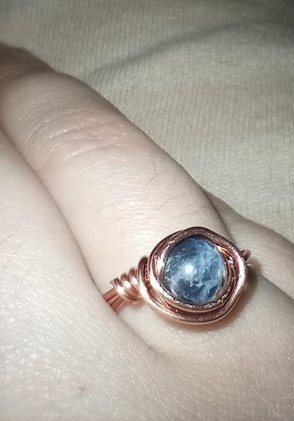 Sodalite Ring Size 1 - 10.5 Wire Wrapped in Copper