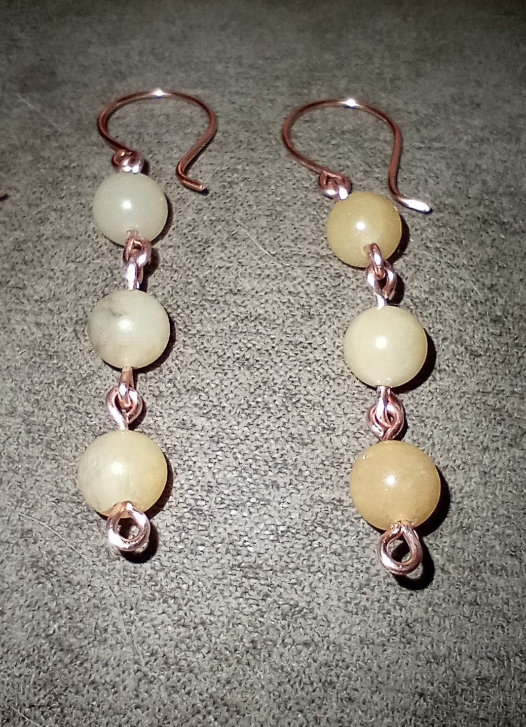 Crystal Drop Earrings, Amethyst, Sodalite, or Quartz, Handmade in Copper