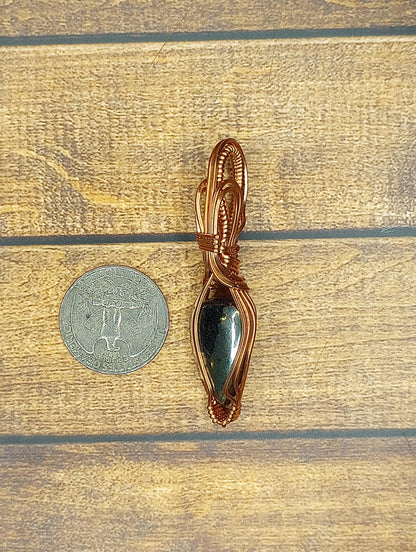 Pyrite Pendant | Copper - Wire Wrapped Handmade Jewelry | Natural Crystal | Art Deco, Minimalist