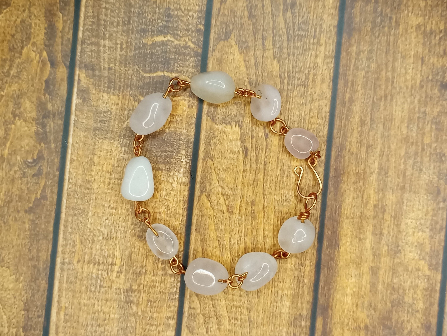 Rose Quartz and Copper Bracelet | Handmade - Wirewrapped | Nature Crystal | Minimalistic, Delicate