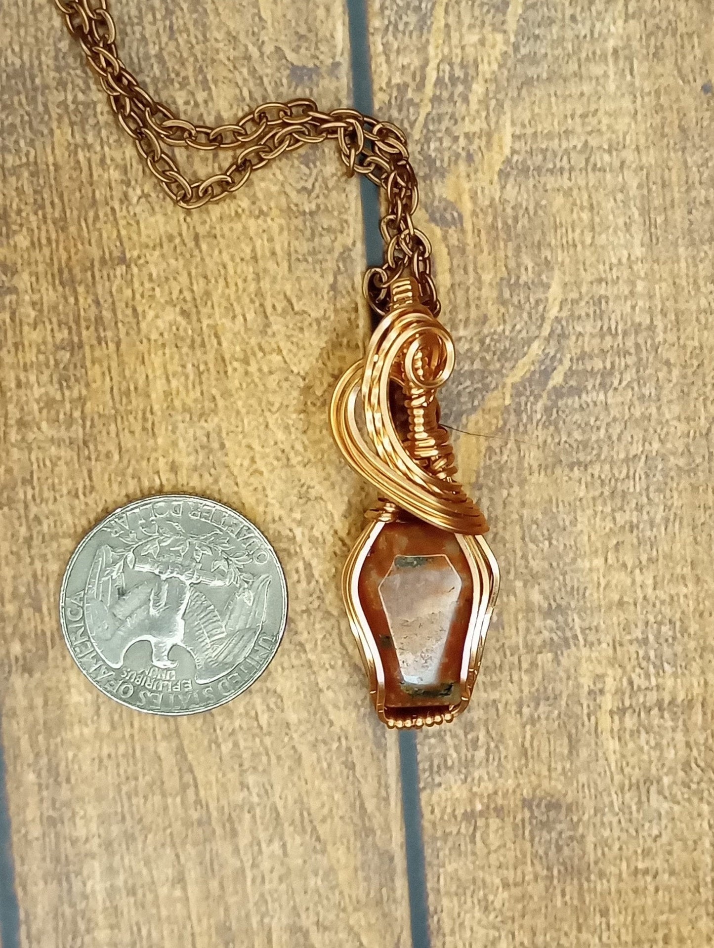 Brecciated Jasper Pendant | Copper - Wire Wrapped Handmade Jewelry | Natural Crystal | Boho