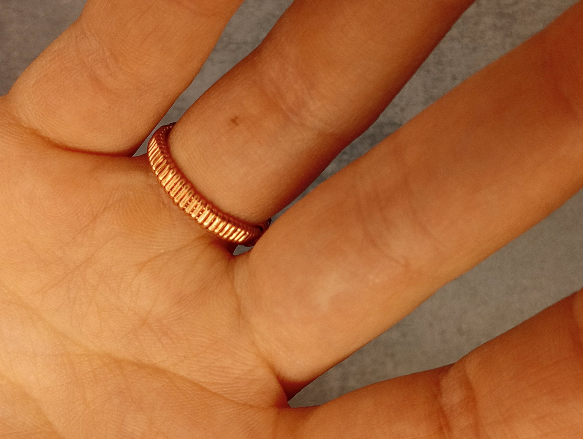 Faceted Rainbow Moonstone Ring | Copper - Wire Wrapped Handmade Jewelry | Minimalist, Delicate | Size 7.5