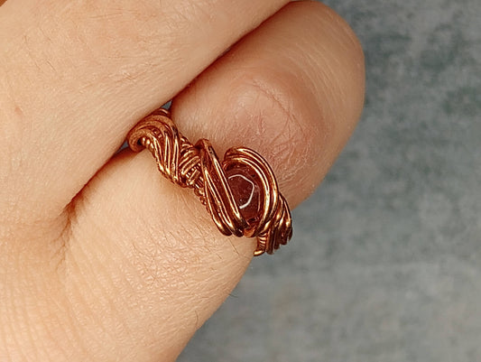 Pink Tourmaline Ring | Copper - Wire Wrapped Handmade Jewelry | Natural Crystal | Minimalist, Delicate | Size 3