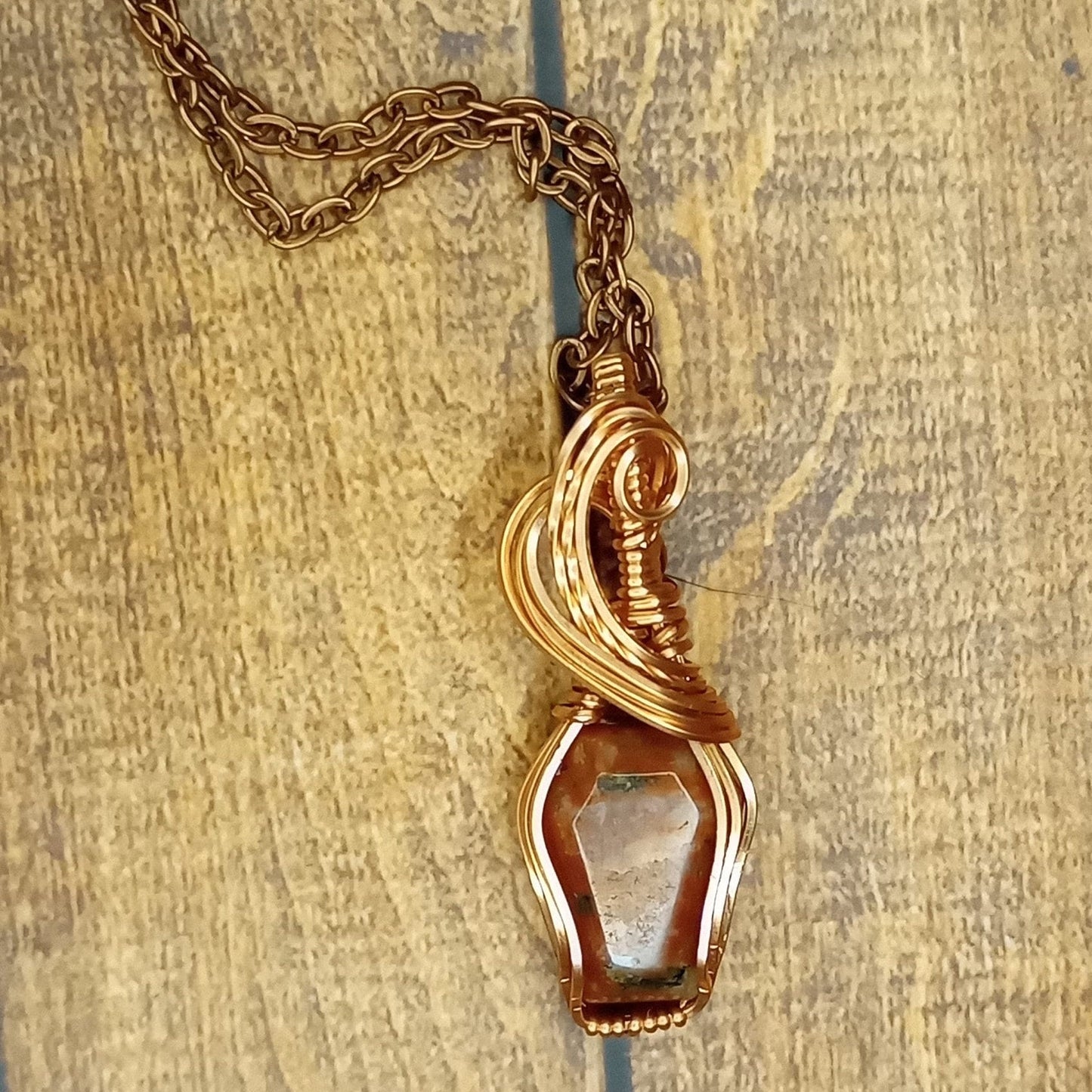 Brecciated Jasper Pendant | Copper - Wire Wrapped Handmade Jewelry | Natural Crystal | Boho