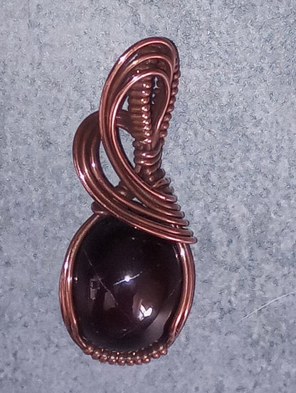 Star Garnet Pendant | Copper - Wire Wrapped Handmade Jewelry | Natural Crystal | Boho, Elegant