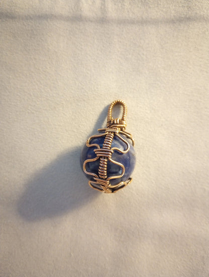 Sodalite Pendant | Copper - Wire Wrapped Handmade Jewelry | Natural Crystal | Boho, Statement