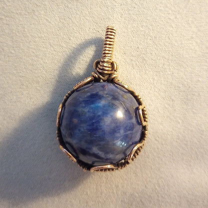 Sodalite Pendant | Copper - Wire Wrapped Handmade Jewelry | Natural Crystal | Boho, Statement