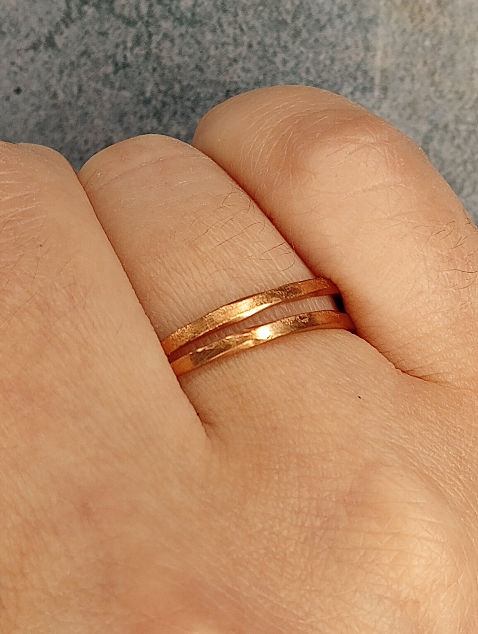 Textured Double Line Copper Ring | Minimalist | Handmade Jewelry