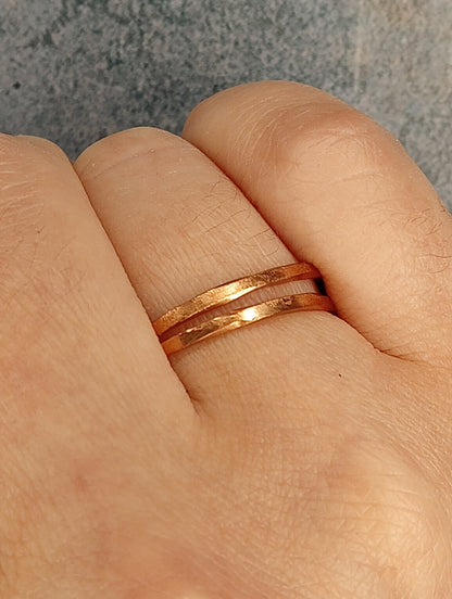 Textured Double Line Copper Ring | Minimalist | Handmade Jewelry