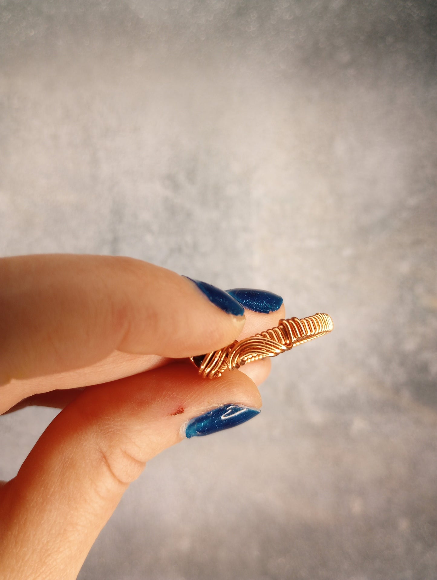 Black Onyx Ring | Copper - Wire Wrapped Handmade Jewelry | Natural Crystal | Minimalist | Size 12