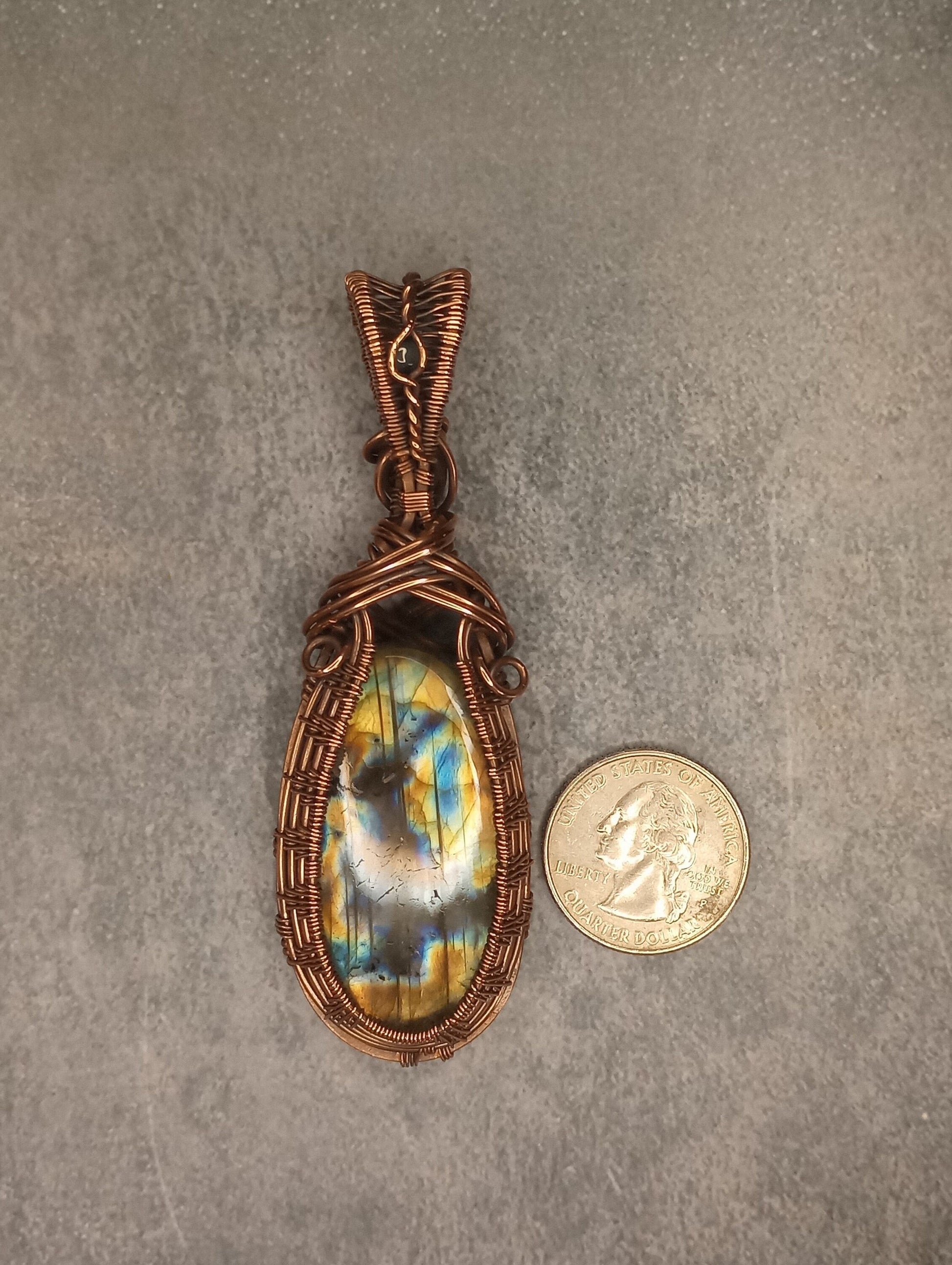 Labradorite Pendant | Copper - Wire Wrapped Handmade Jewelry | Natural Crystal | Boho, Statement