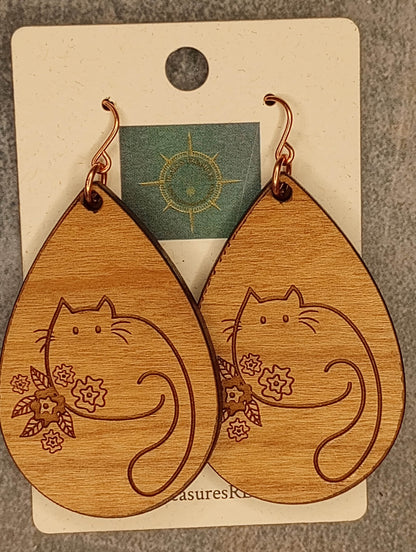 Wood & Crystal Drop Earrings