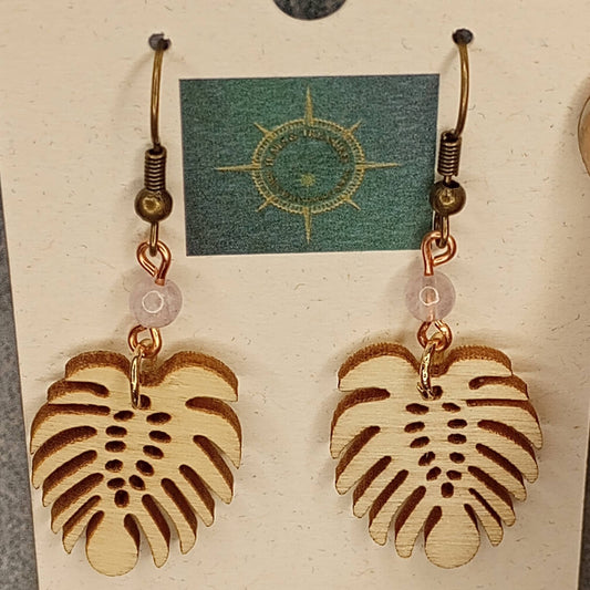 Wood & Crystal Drop Earrings