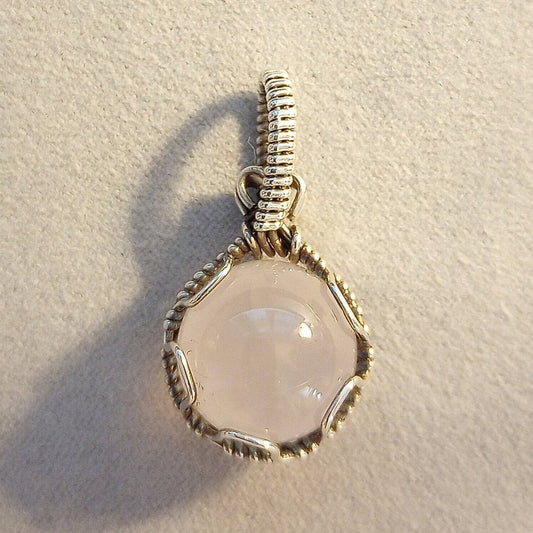 Rose Quartz Pendant | Sterling Silver- Wire Wrapped Handmade Jewelry | Natural Crystal | Boho