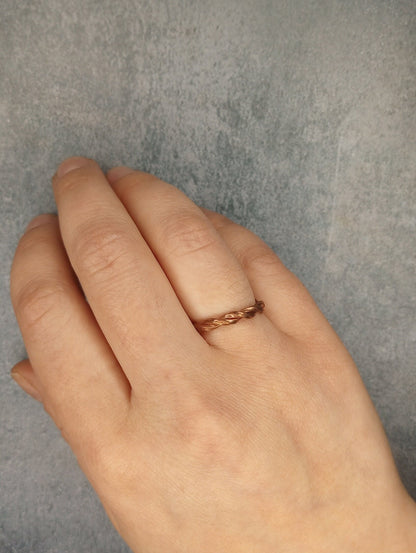 Hammered Copper Twist Ring | Minimalist | Handmade Jewelry