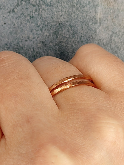 Textured Double Line Copper Ring | Minimalist | Handmade Jewelry