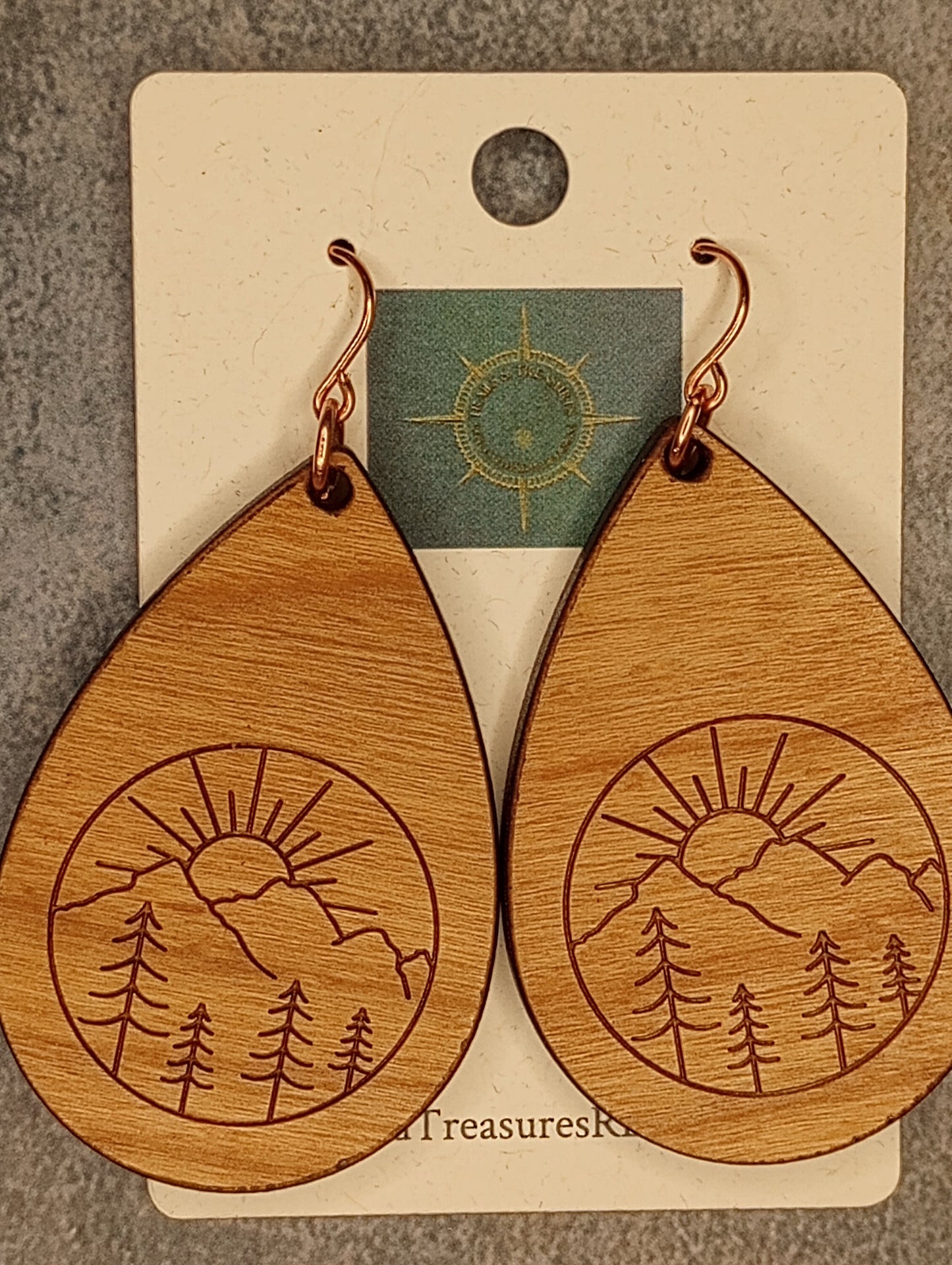 Wood & Crystal Drop Earrings