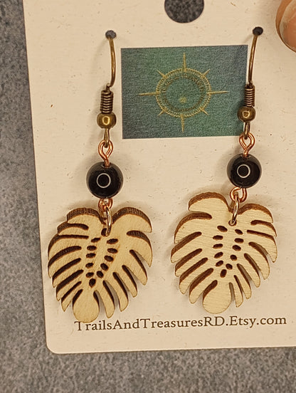 Wood & Crystal Drop Earrings