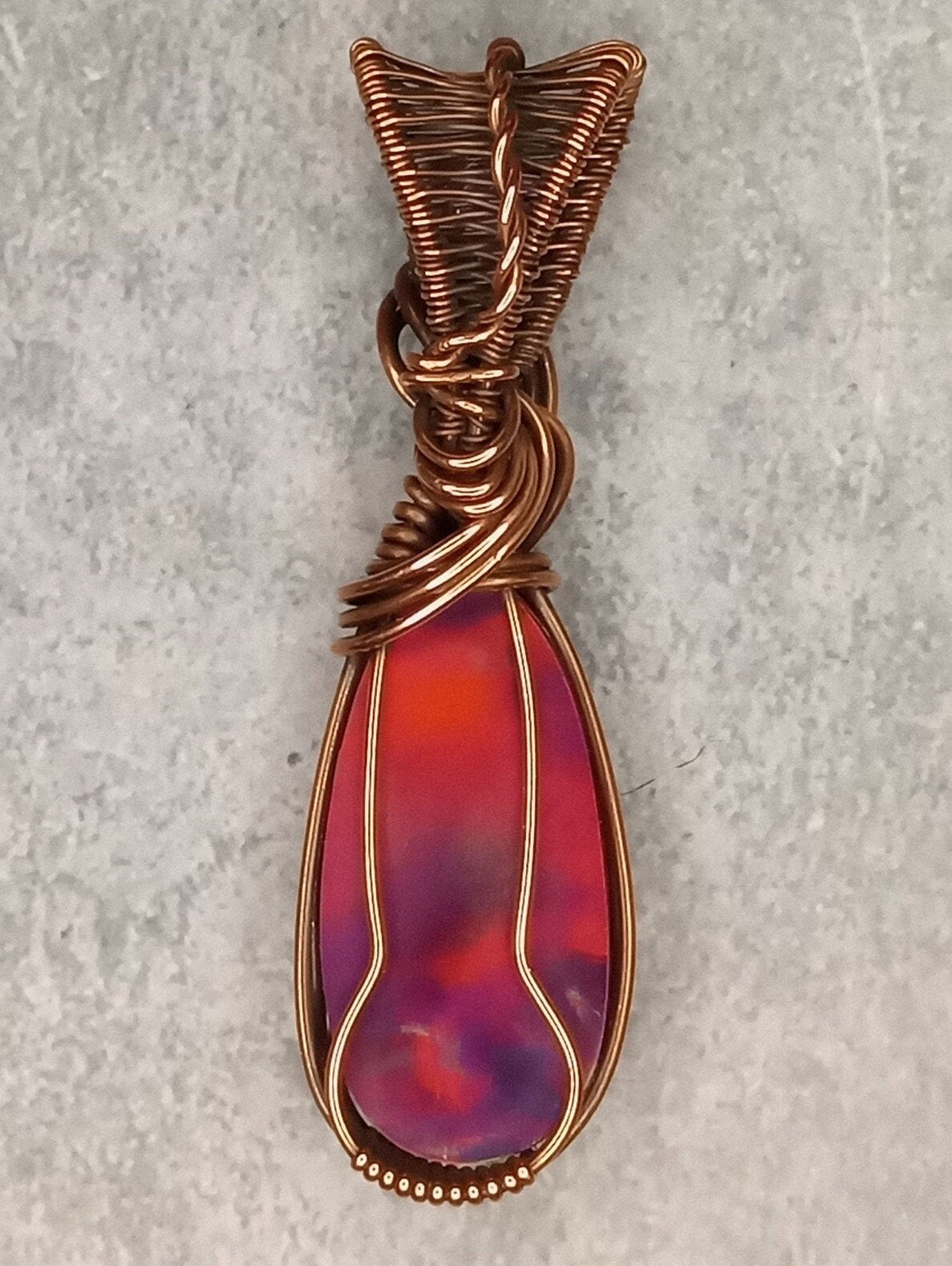 Aurora Opal & Amethyst Pendant | Copper - Wire Wrapped Handmade Jewelry | Boho, Statement